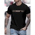 thumbnail image 1 of T-Shirt Décontracté à Col Rond pour Hommes avec Imprimé "FUTURE", Manches Courtes, Tissu Tricoté, 95 % Polyester 5 % Spandex, Légèrement Extensible, Coupe Régulière, Haut d'Été - Noir, 1 of 7