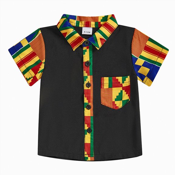 Kogui Beach Shirts for Little Boys Toddler Baby Boy Short Sleeve Button Down Shirt Kids Summer Shirts with Chest Pocket 18 24 Months (Black,18-24 Months)
