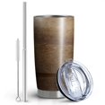 thumbnail image 2 of 20oz Insulated Car Cup with Silver Base, Stainless Steel Travel Tumbler with Telescopic Straw and Lid, 360° Full Wrap Printed, Wood Print, 2 of 6