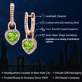 thumbnail image 2 of Gem Stone King 18K Rose Gold Plated Silver Green Peridot and White Created Sapphire Dangle Earrings for Women (2.03 Cttw, Gemstone August Birthstone, Heart Shape 6MM), 2 of 5