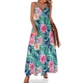 thumbnail image 1 of Vestido bohemio floral estilo bohemio hippie, vestido playero largo con escote en V, vestidos casuales largos con tirantes, ropa de calle de talla grande, 1 of 7