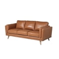 thumbnail image 3 of Haley Mid Century Modern Light Brown Colored Leather Sofa With Wood Base, 3 of 3