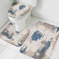 thumbnail image 3 of Brown Blue Bath Mat 3 Piece Bathroom Rug Set, Vintage Abstract Art Modern Non Slip Bath Rug Contour Mat and Toilet Lid Cover, Absorbent Shower Mats Soft Bath Rugs and Mats Sets, 3 of 8