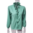 thumbnail image 1 of Qarigey Blusa Estampado Verano Camisa Manga Larga Cuello Estampado Verano Trabajo Mujer Top Prendas para la parte del cuerpo Verde 3XL Qarigey AP003018-12, 1 of 6