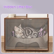 LEDREM 2-in-1 Cat Tree with Litter Box Enclosure - 55.1 Modern Cat Tower, Scratching Posts, Space-Saving Design, Rustic Brown