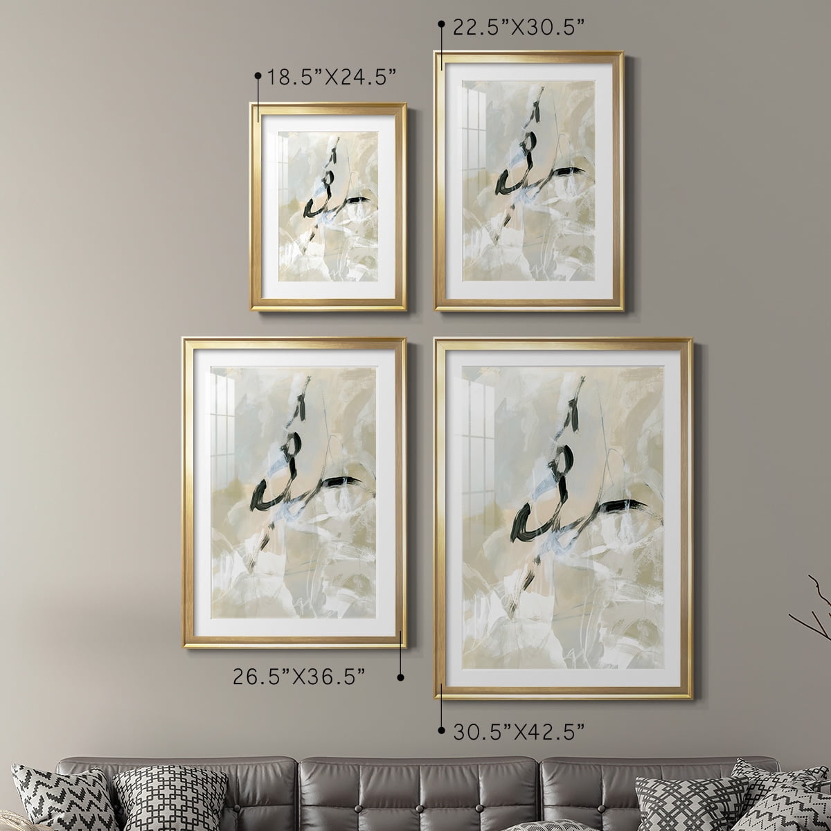 Wexford Home Scribble Veil I Premium Framed Print, 22.5" x 30.5" - Ready to Hang, Gold (Set of 2)