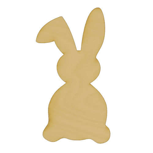PLYWOOD Laser Cut Easter Tree Shape Decoration Sitting Bunny 10 Pack 