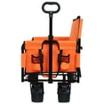 thumbnail image 3 of 3-in-1 Convertible Folding Wagon Cart with Bench Seat & Storage, 500lbs Heavy-Duty Utility Wagon, 180L Capacity All-Terrain Wheels for Camping, Beach, Sports, Garden, Orange, 3 of 14