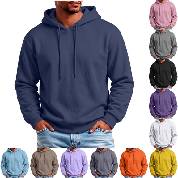 ZUBMGKTE Sweatshirt For MenBlend Fleece Long-Sleeve Sweatshirt with Hood S-3XL