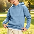 thumbnail image 2 of Falkdiz Boys Long Sleeve Sweatshirts With Pocket Comfy Pullover Outdoor Winter Hooded Casual Shirts for Boys Trendy,Blue,Size: 120, 2 of 9