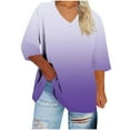 thumbnail image 2 of Mifsaly 3X Womens Tops Plus Size Cotton Tshirts V-Neck Short Sleeve Fall Clothes Oversized Summer Blouse Lightweight Comfy Fashion Shirts XXXXL, 2 of 5