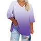 thumbnail image 2 of Xuyuer Women's Fashion Daily Style Printed V-neck 3/4 Sleeve T-shirt Large Size Loose Top, 2 of 5