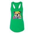 thumbnail image 2 of Wild Bobby Dean Russo Neon Colorful Pug Dog The Bulldog Dog Lover Women Racerback Tank Top, Kelly, Large, 2 of 5