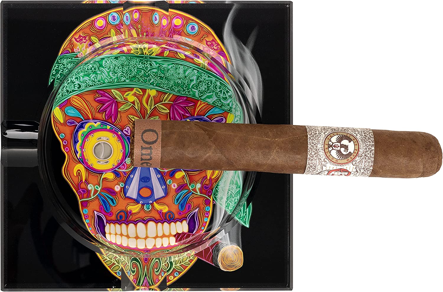 Humidor Supreme Four Finger Crystal Cigar Ashtray Calavera Global