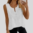 thumbnail image 6 of LEKWK Tank Tops for Women V Neck Sleeveless Cotton Linen Shirts Loose Fit Casual Lace Boho Blouses Summer Fashion Beach Vacation Outfits, 6 of 7