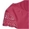thumbnail image 4 of GigrtiJin Womens Trendy Tops Patchwork Lace Short Sleeve V Neck Solid Color Blouse Slim Comfy Tees, 4 of 6