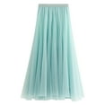 thumbnail image 2 of Vedolay Midi Skirt Plus Size Basic Versatile Stretchy Elastic Waist Flared Casual Mini Skater Skirt/Pleated Plaid Skirt for Women,Mint Green One Size, 2 of 3