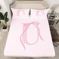 thumbnail image 2 of Erosebridal Cartoon Initial U Bed Sheets Set Queen Size, Kawaii Ribbon Bed Sheets Queen, Teens Princess Decor, 2 of 7