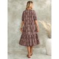 thumbnail image 2 of Womens Multicolor Casual Boho Print Midi Dress, 2 of 8