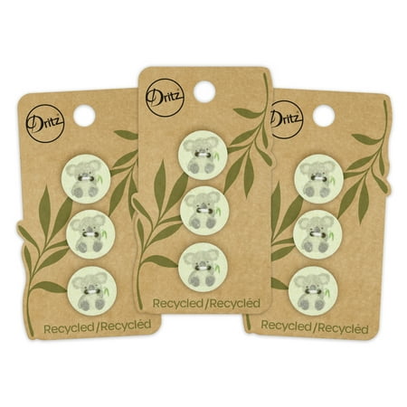 UPC: 0072879307641 | Dritz Recycled Cotton Koala Button 18mm Light Green 3 Pack (9 Count)