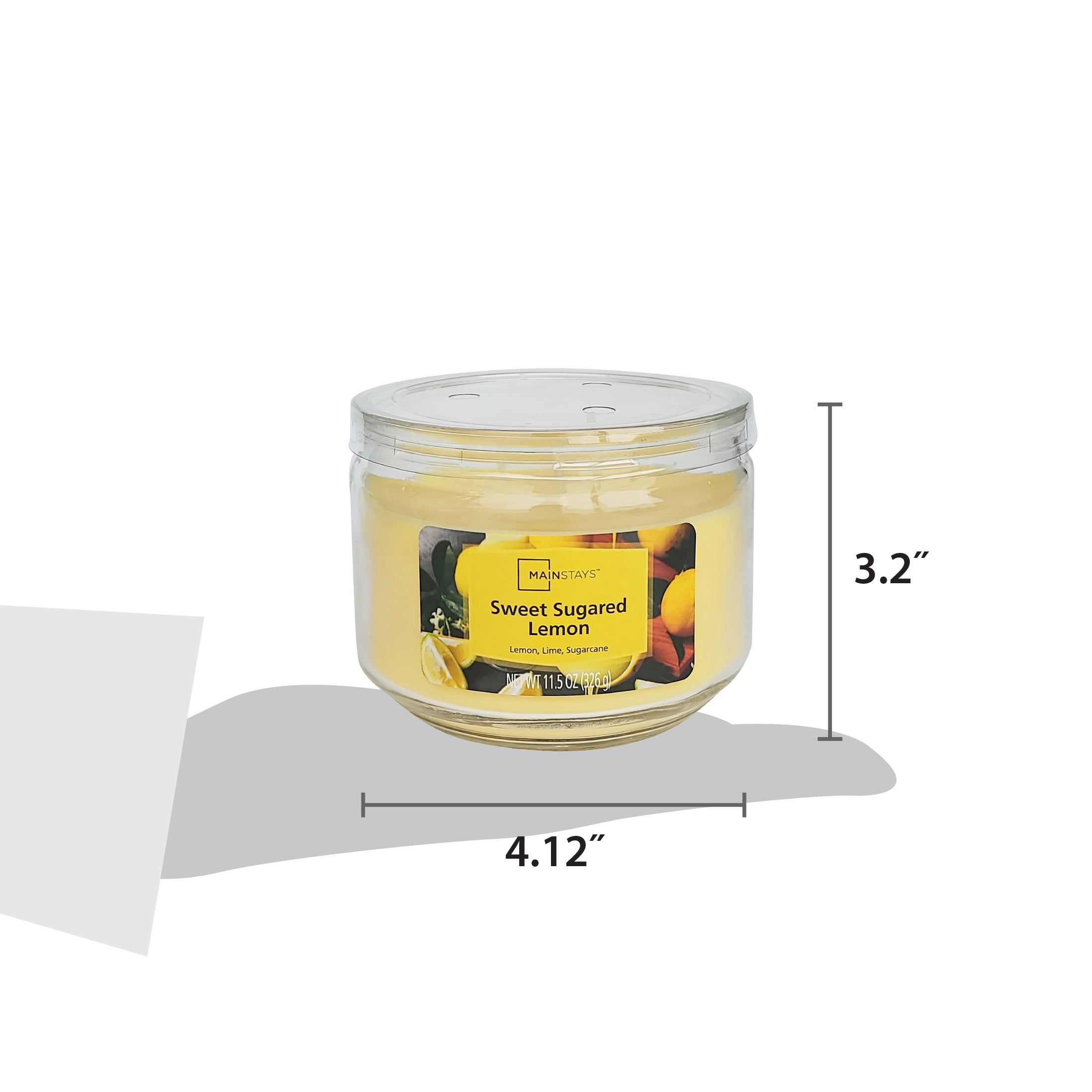 Mainstays 3-Wick Glass Jar Candle, Sweet Sugared Lemon, Yellow, 11.5 oz