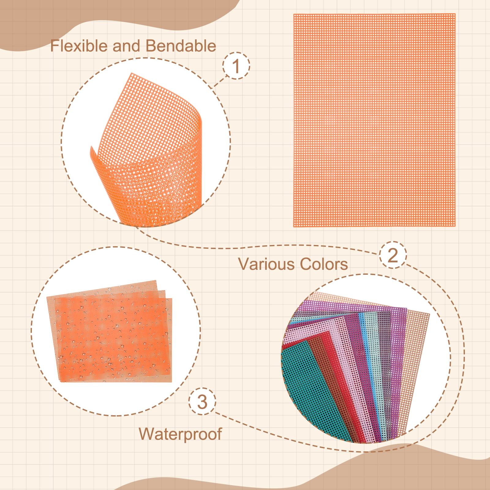 Uxcell 5 Pack Mesh Canvas Sheets, 10.5 x 13.5 Inch Plastic Canvas, Eye Mesh for Embroidery, Crafting, Knit and Crochet Project, Bag Making, Home Decoration, Orange
