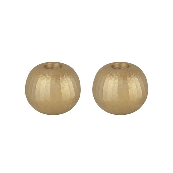 Aspen Creative 17007-21-2, Brass Plated Aluminum Candle Holder, 4-1/4" D x 3-1/2" H, Set Of 2