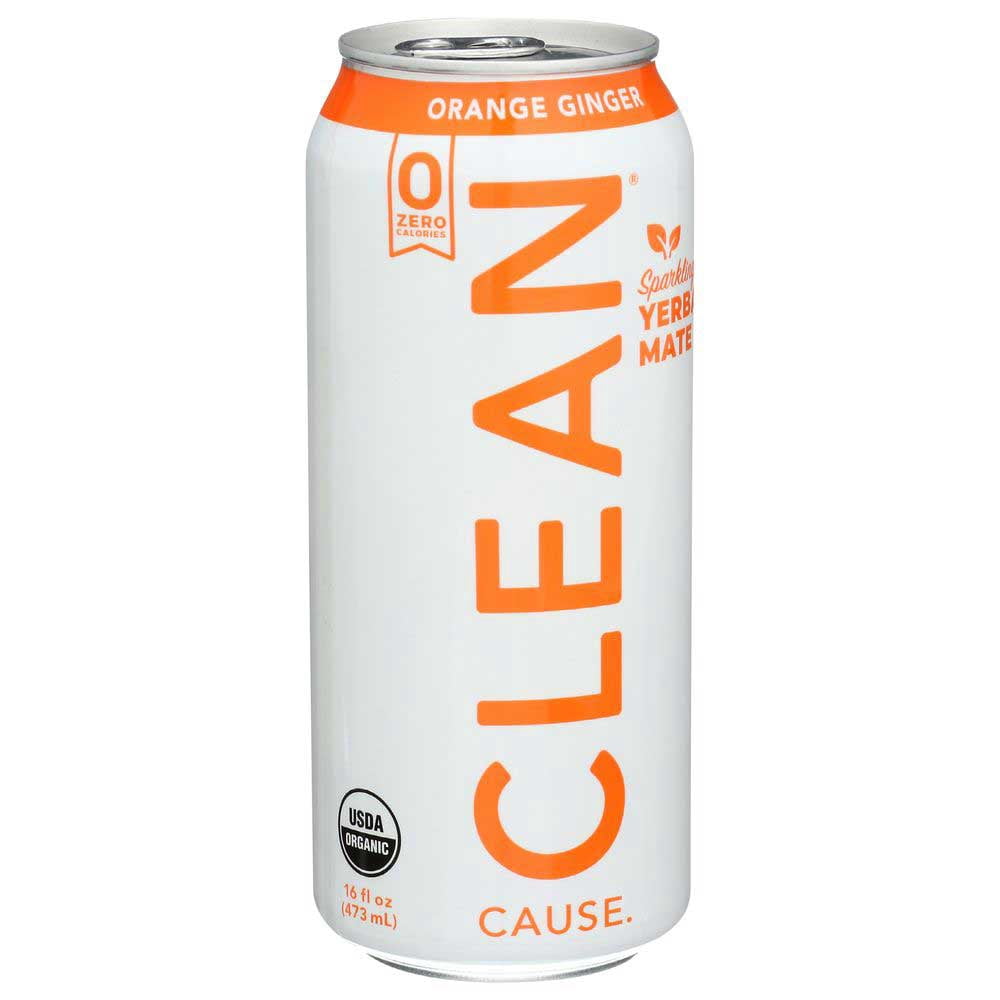 Clean Cause Organic Zero Calorie Orange Ginger Sparkling Yerba Mate, 16 Fluid Ounce -- 12 per Case.