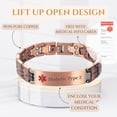 thumbnail image 4 of Wollet 8.66'' Pure Copper Medical Alert Bracelets for Men, 2 in 1 Health Magnetic ID Bracelets, Christmas Gift for Dad, Husband , Pre-Engraved Diabetic Type 2, 4 of 7