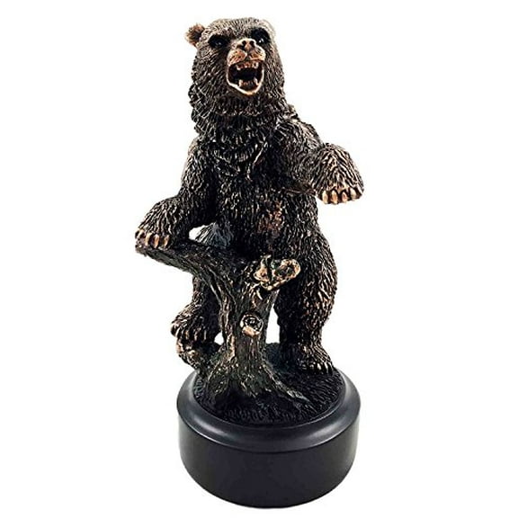 Wall Street Stock Market Standing Bear Growling Bronze Electroplated Figurine