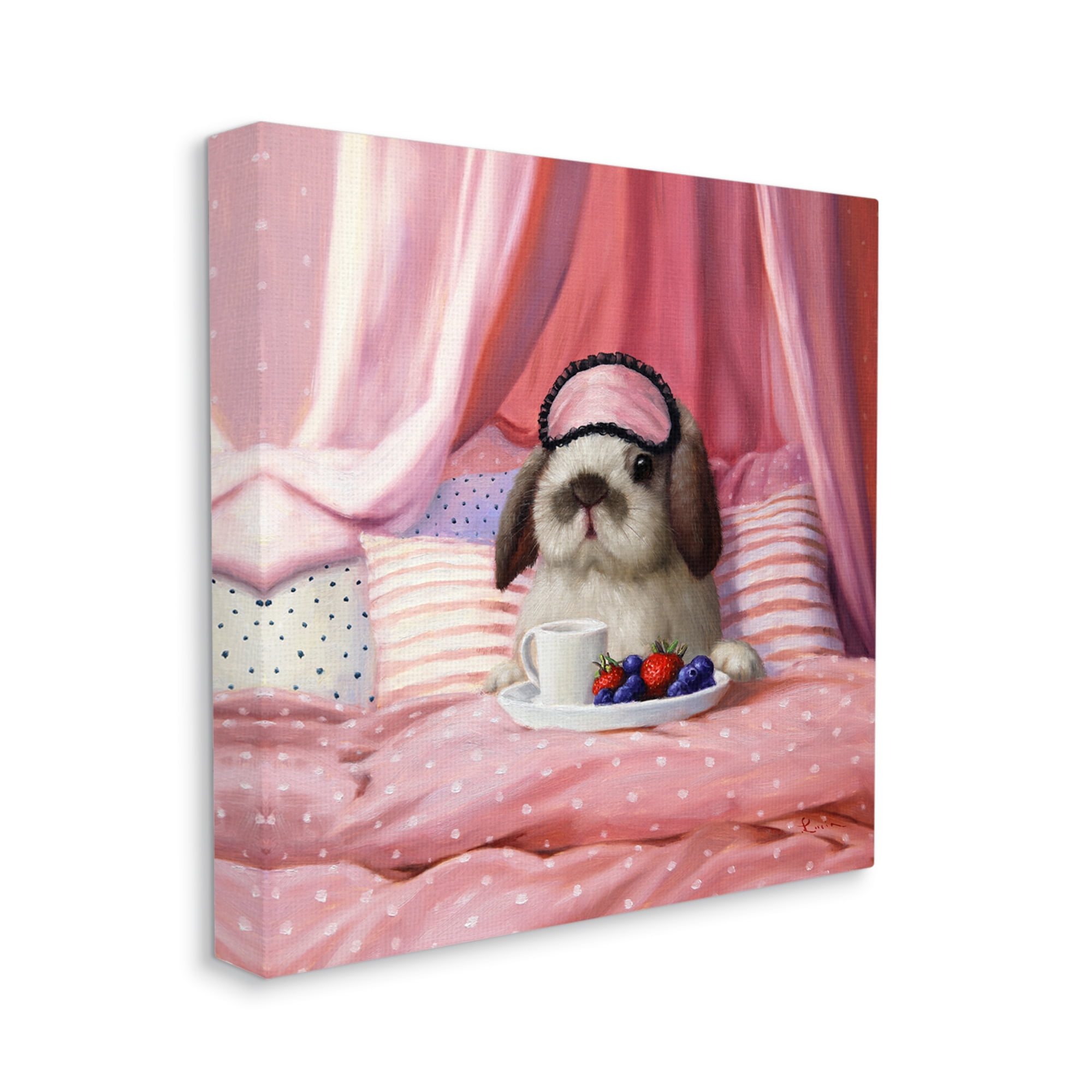 Stupell Industries Adorable House Bunny Rabbit Breakfast In Bed Pink, 24 x 24, Design by Lucia Heffernan