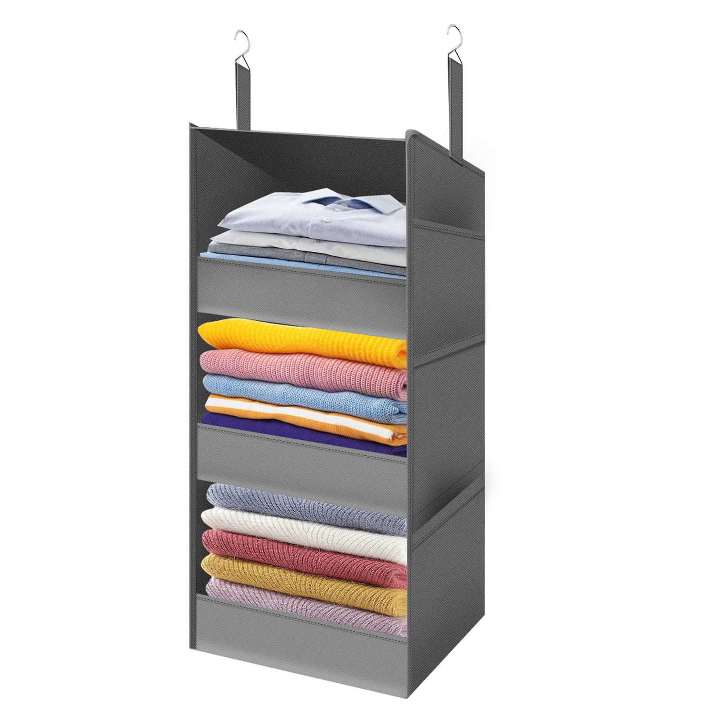 Household Essentials 3 Shelf Hanging Closet Organizer Hanging Shelf with Hooks Poly Linen and PEVA Shelving Walmart