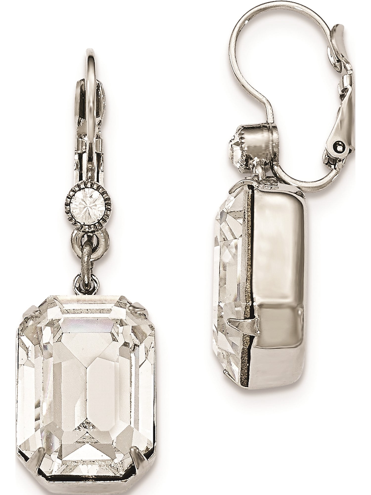 Silvertone Swarovski Crystal & Crystal Leverback Earrings Walmart