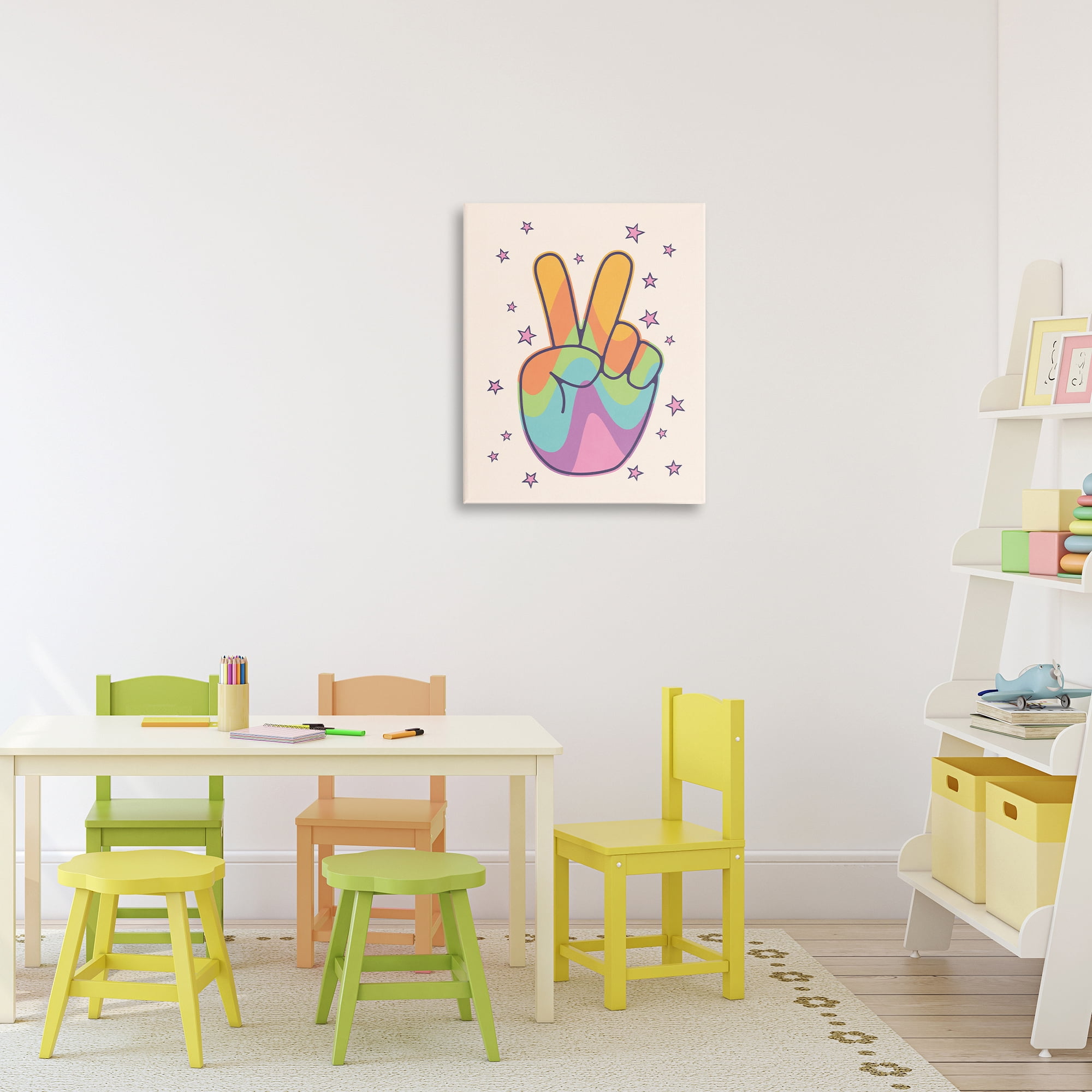 Stupell Industries Peace Sign Retro Rainbow Canvas Wall Art, design by LSR Design Studio