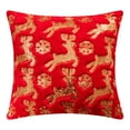 thumbnail image 2 of Funda de Almohada Navideña con Renos y Copos de Nieve, Funda Decorativa con Lentejuelas, Peluche Rojo, Funda de Almohada Bordada con Forma de Reno, Ideal para La Decoración Navideña., 2 of 6