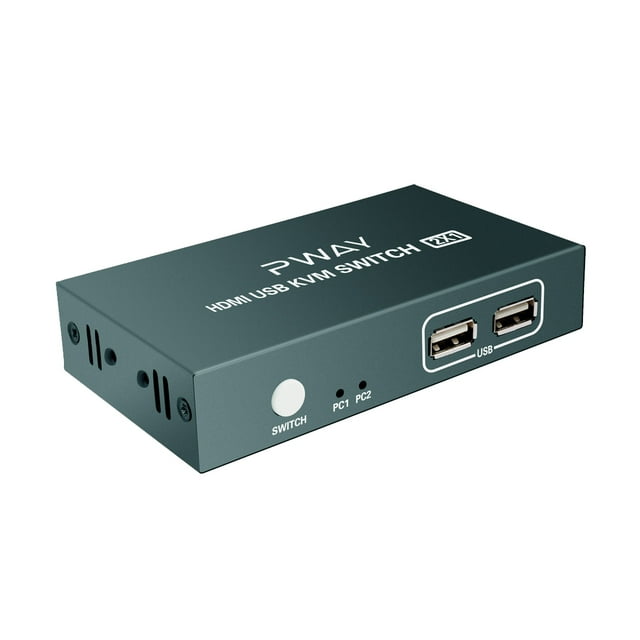 GREATHTEK KVM Switch HDMI 2x1, UHD 4K@30Hz, Hotkey switch, with 2 HDMI ...