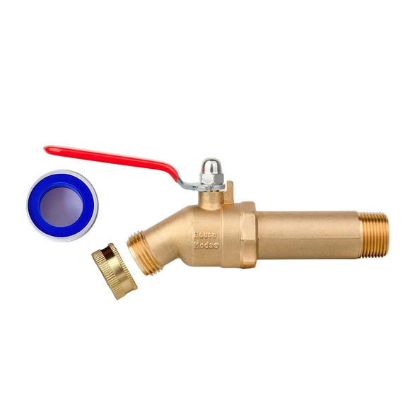 House Mods HMP011 LF Brass 3/4" MIP Water Heater Drain/Flush Valve(Full Port, Ball Valve, 3 inch Shank, W/Garden Hose Cap and Thread Tape)
