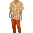 thumbnail image 3 of Men 2pc Walking Leisure Suit Short Sleeves DREAMS Checker 282-18 Orange, 3 of 8