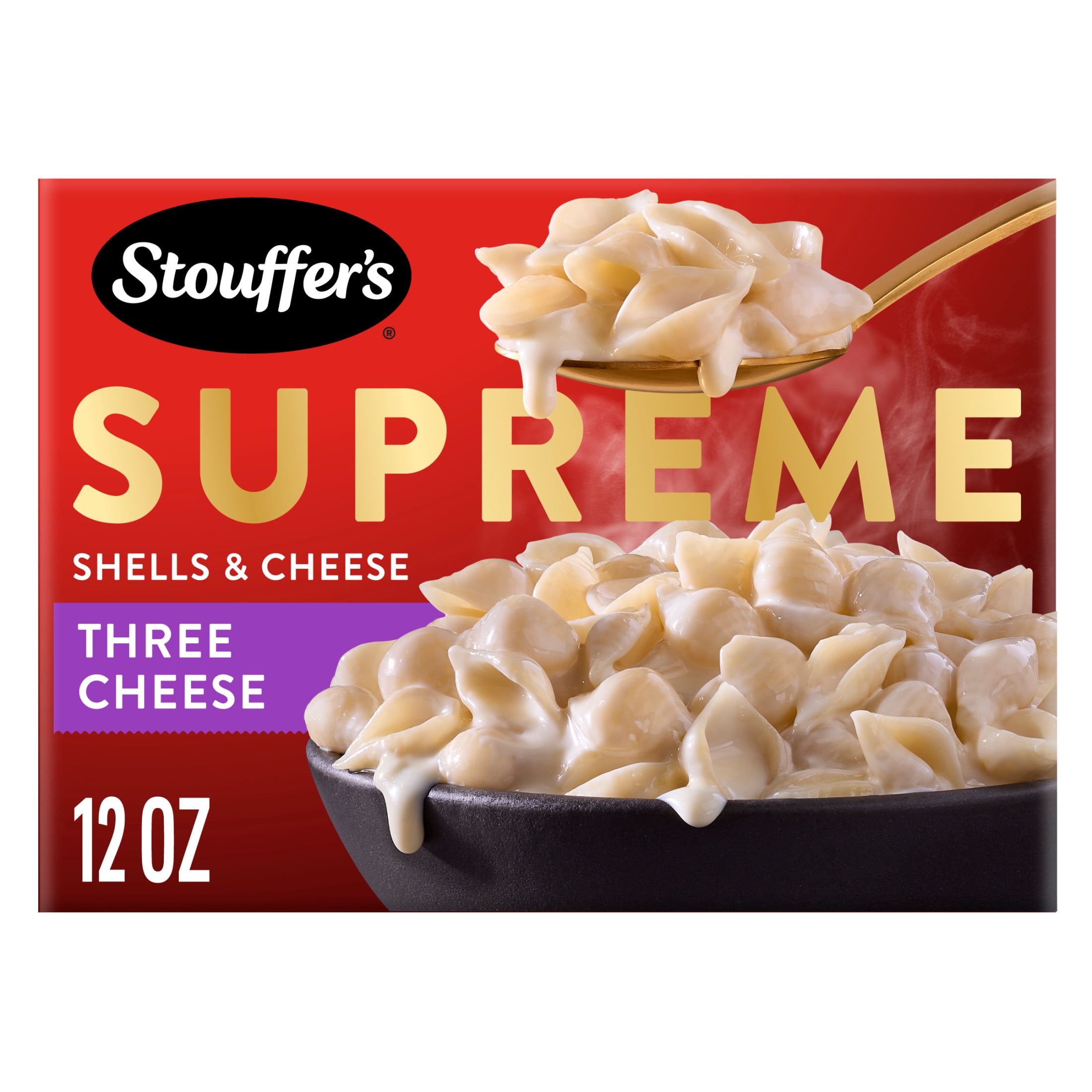 (3 pack) Stouffer’s Macaroni and Cheese Meal, Supreme Shells and Cheese, Three Cheese Sauce, Boxed Mac and Cheese Pasta Dinner Kit, 12 oz