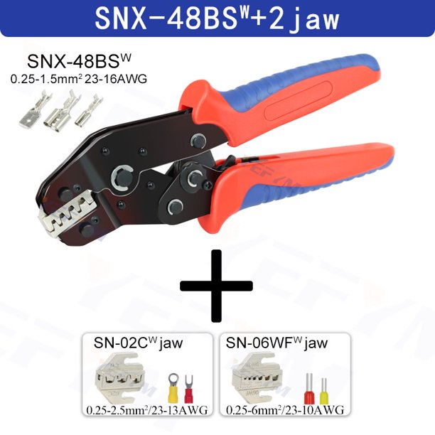 Alicates de prensado de SNX-48BS, reemplazo de mandíbula rápida para tab 2,8, 4,8, 6,3/tubo/fotovoltaico/terminales aislados, herramientas de abrazadera eléctrica