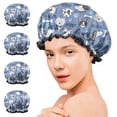 thumbnail image 7 of Shower Caps,Dog with Woof and Bark Waterproof Shower Cap for Women 4 Pieces,Double Reusable Hair Cover for Shower PEVA Elastic Stretch Hem, 7 of 7