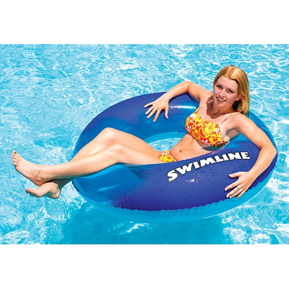 Swimline 48" Transparent Super Graphic Inflatable 1-Person Swimming Pool Lounging Ring Seat - Blue