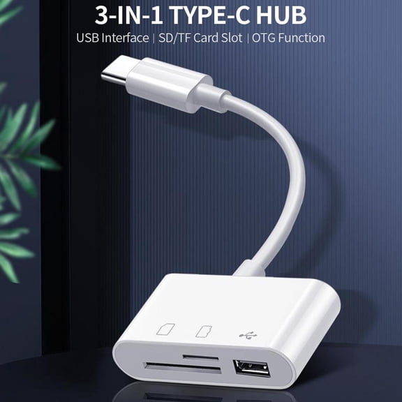 USB C 3-in-1 Hub Converter Type C Adapter SD Card Reader For Laptop