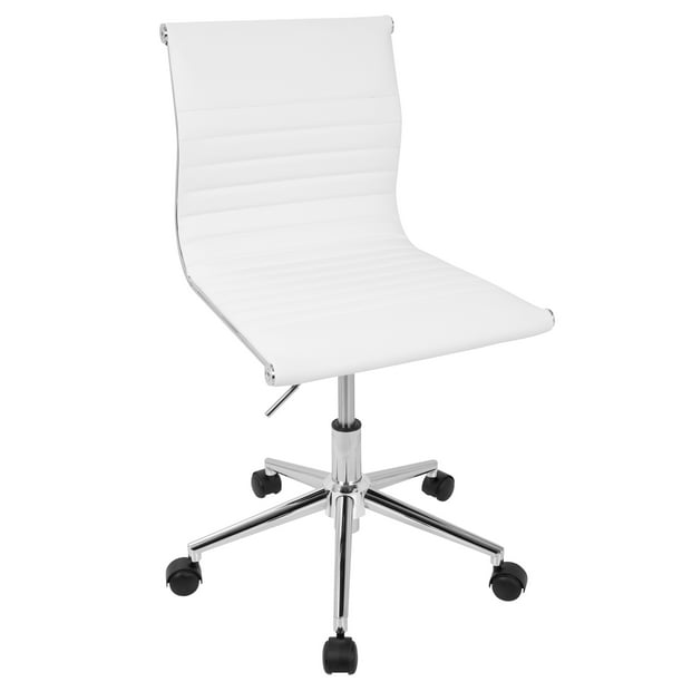 Master Contemporary Armless Adjustable, White Leather Computer Chair