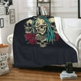 thumbnail image 7 of TEQUAN Double Layer Plush Bed Blanket, Vintage Skull Flower Rose Pattern Cozy Soft Air Conditioner Throw Blankets, 80" x 60", 7 of 7