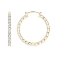 thumbnail image 2 of Angara Lab Grown Diamond Earrings - Prong-Set Round Diamond Hoop Earrings in 14K Yellow Gold for Women, 2 of 8