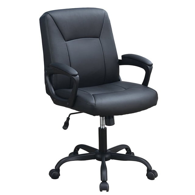 Poundex Chaise de Bureau Moderne en Faux Cuir Couleur Noire