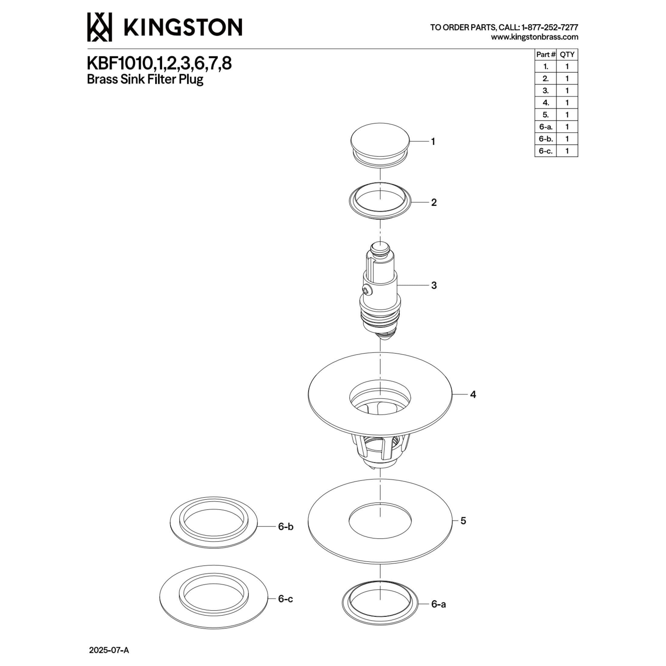 Kingston Brass KBF1013 Trimscape Brass Sink Filter Plug (Center Pop-Up), Antique Brass