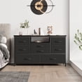 thumbnail image 2 of KATIDAP Wide Dressing Table with 8 large drawers for 50" long TV cabinet with power socket, open compartment for bedroom, living room, wardrobe,Black, 2 of 8