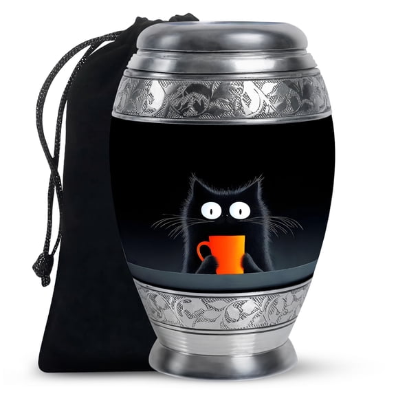 KARYLIZ Cat Urns For Human Ashes - Adult Urns For Human Ashes Women - Black Urn For Human Men - Cremation Urn For Human Ashes Adult Female - Decorative Funeral For Human Ashes Adult Male(Size 10inch)